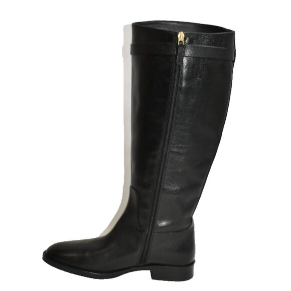 New! Tory Burch Everly Strap Riding Boots Black Leather Sz 8 W DD456A SN 139174 - Picture 2 of 6